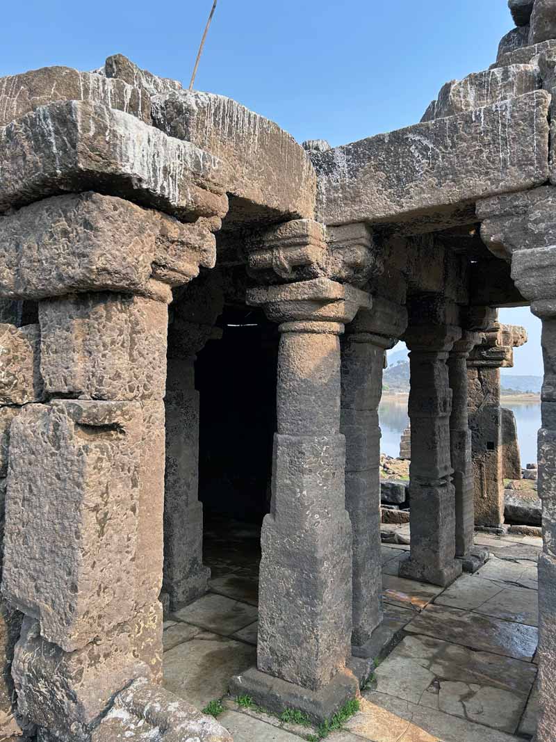 Garbhagruha of Wagheshwar temple with original pillars