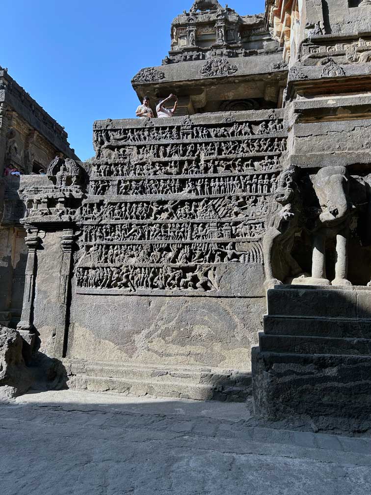 Wall carvings of Kailasa temple