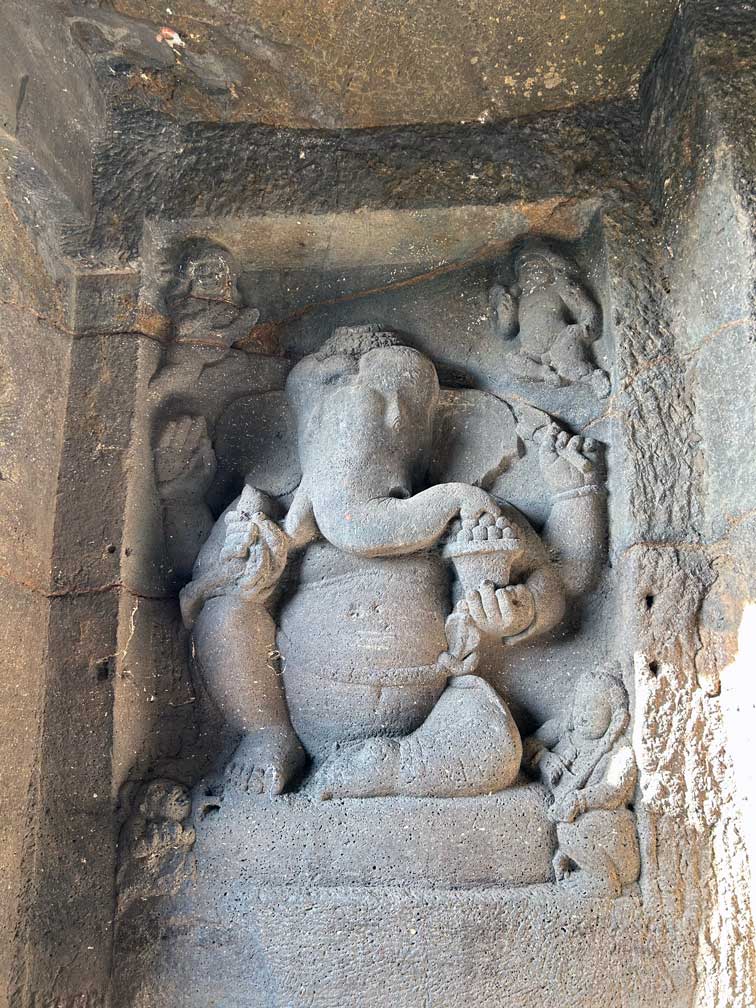 Ganapati sculpture in one of the caves