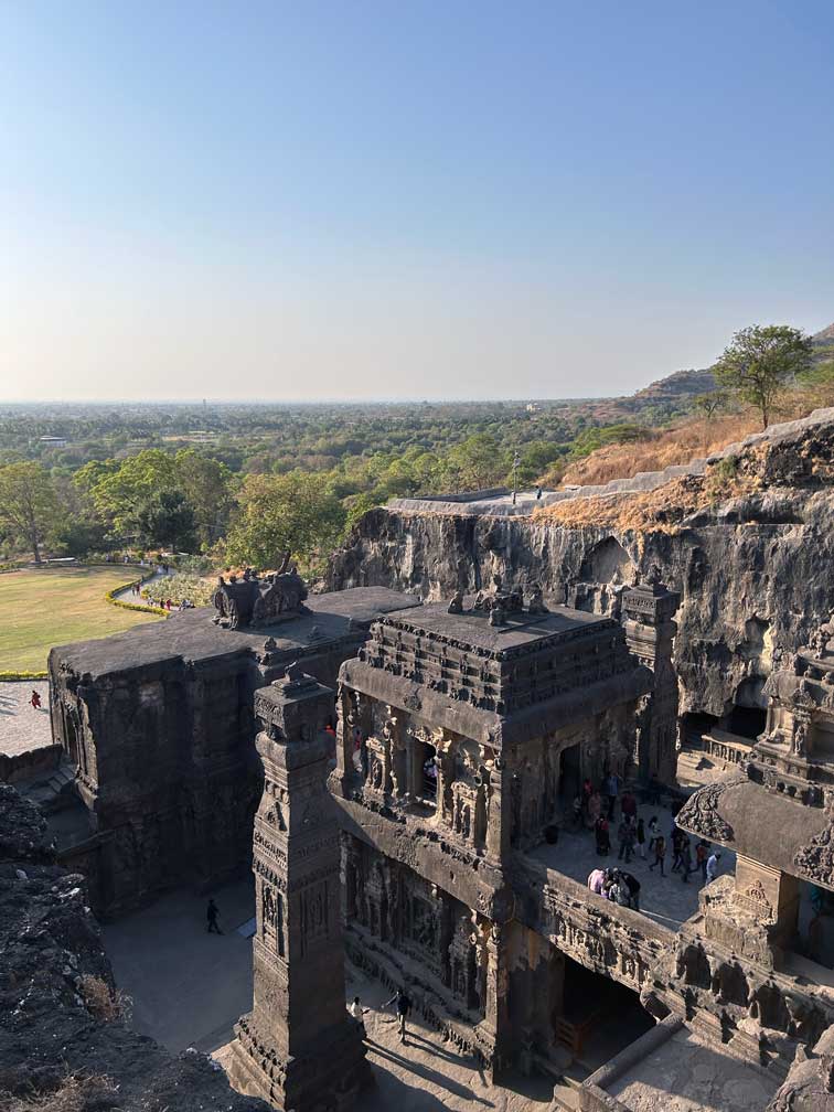 Kailasa temple view from the side mountain