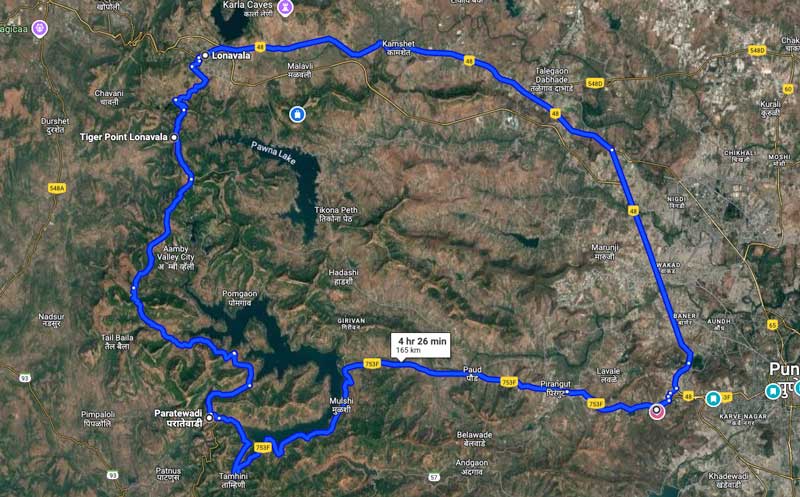 Pune to Pune route from lonavla