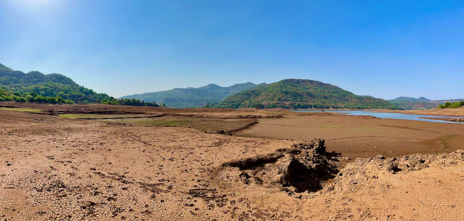 Mutha river bed and Varasgaon Dam backwater