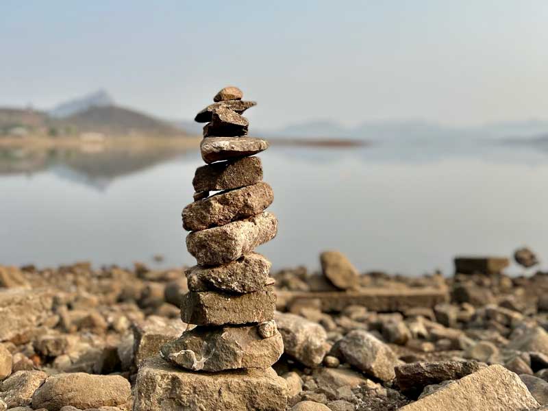 Stone structures made by visitors