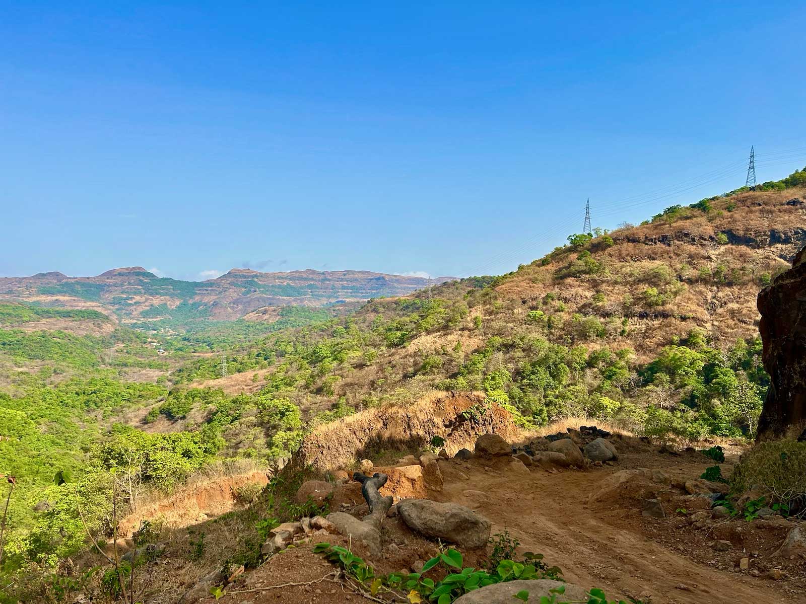Tamhini Lavasa Road and off road trail. We can see the vast canvas of the Sahyadri Mountain range